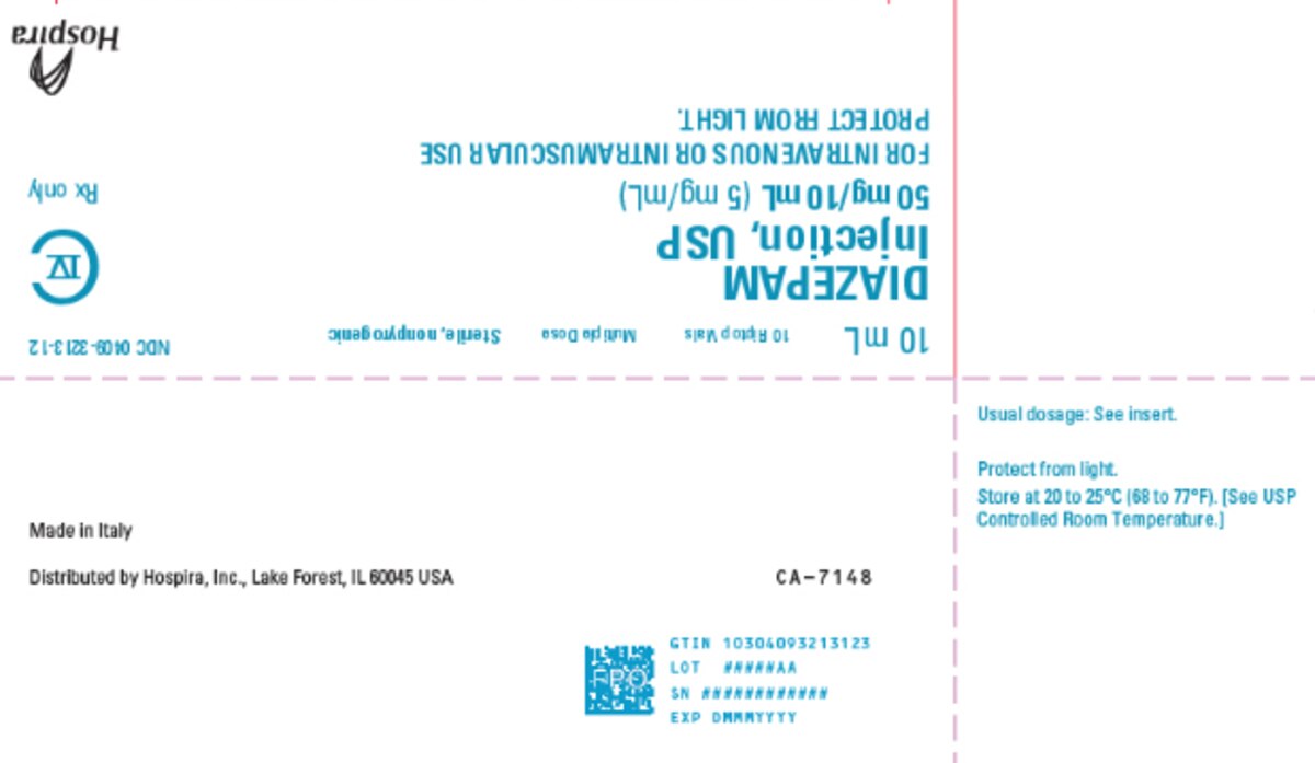 Diazepam Injection 5 mg per mL 10 mL multi-dose vial, NDC 00409-3213-11
